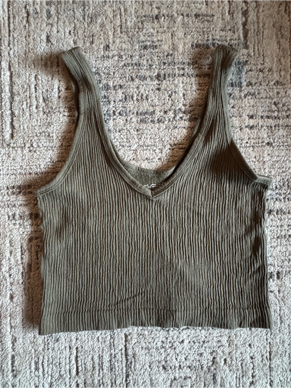 Urban Outfitters Olive Ribbed V-Neck Tank